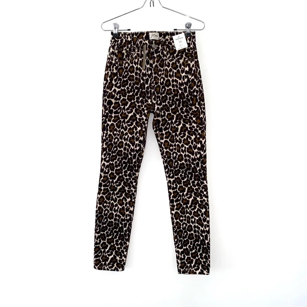 J. Crew 10” Toothpick Leopard Print With Perfecting Pockets size 24